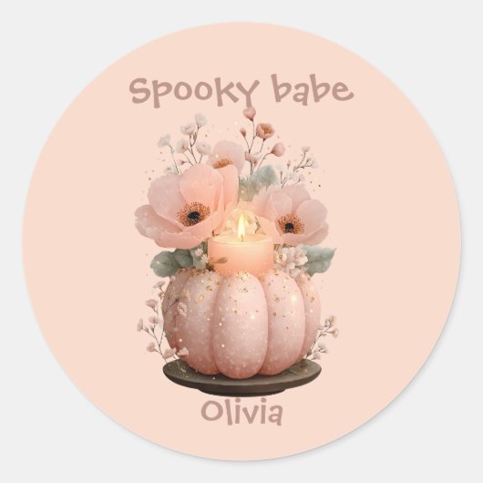 Spooky Babe Pumpkin für Mädchen Runder Aufkleber (Vorderseite)