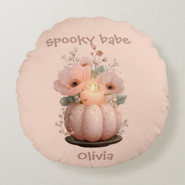 Spooky Babe Pumpkin für Mädchen Rundes Kissen