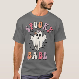 Spooky Babe Spooky Vibes Floral Ghost Halloween Gr T-Shirt