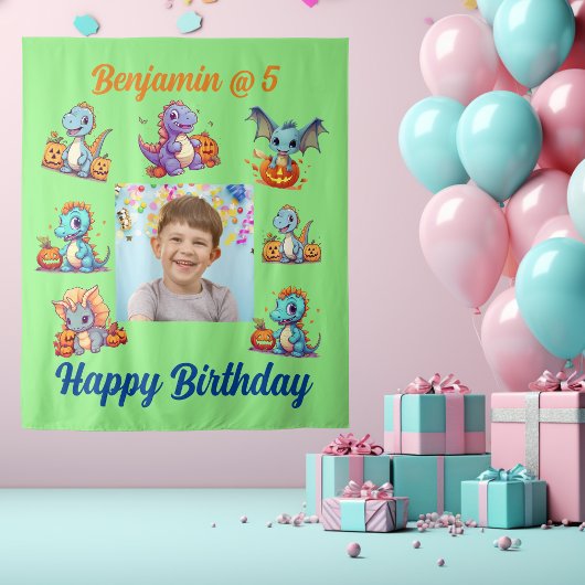 Spooky Baby Dino Kindergeburtstag Party Hintergrun Wandteppich