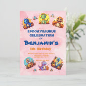 Spooky Baby Dinosaur Thema Kindergeburtstag Hallow Einladung (Stehend Vorderseite)