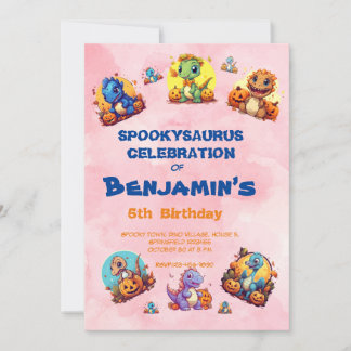 Spooky Baby Dinosaur Thema Kindergeburtstag Hallow Einladung