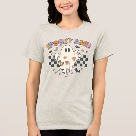 Spooky Baby Retro Ghost Plaid Tri-Blend Shirt (Vorderseite)