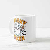 Spooky Baker - Niedliches Ghost Halloween Backen Kaffeetasse (Vorderseite Links)
