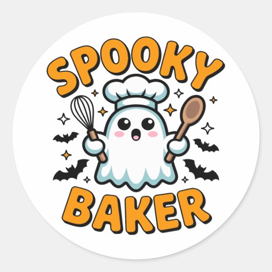 Spooky Baker - Niedliches Ghost Halloween Backen Runder Aufkleber (Vorderseite)