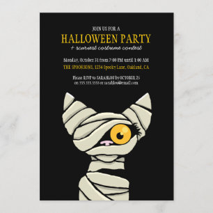 Spooky Bandaged Mummy Cat Halloween-Party Einladung