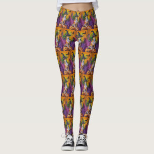 Spooky Basenji Halloween Hexe und Pumpkin Leggings