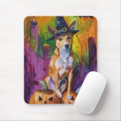 Spooky Basenji Halloween Hexe und Pumpkin Mousepad (Mit Mouse)