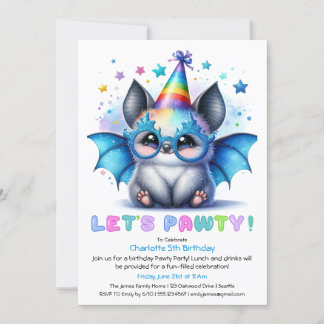 Spooky Bat Birthday Einladung - Blauer Glitzer sie