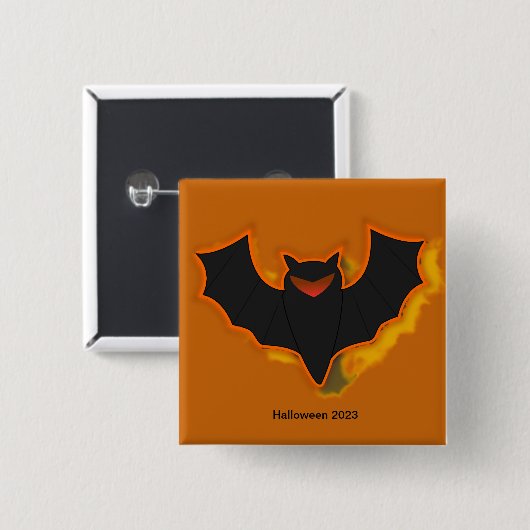 Spooky Bat Halloween Button | Orange Theme (Vorne & Hinten)