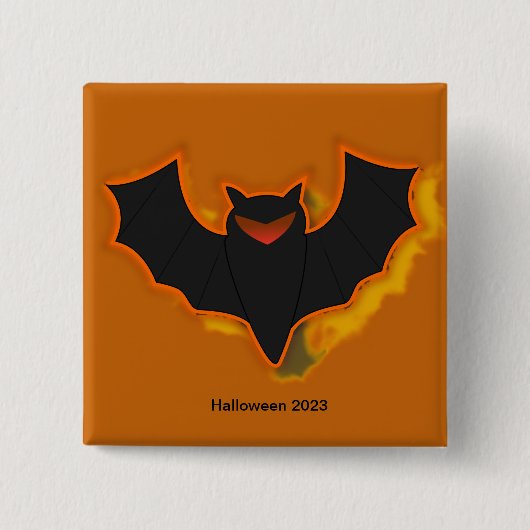 Spooky Bat Halloween Button | Orange Theme (Vorderseite)
