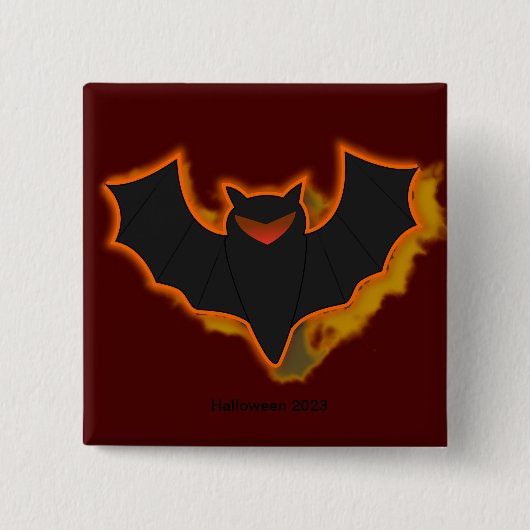 Spooky Bat Halloween Button | Red Theme (Vorderseite)