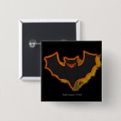 Spooky Bat Halloween Button | Schwarzes Thema (Vorne & Hinten)