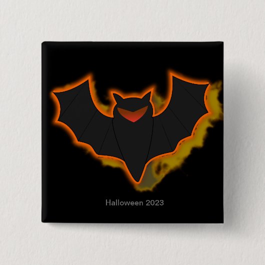 Spooky Bat Halloween Button | Schwarzes Thema (Vorderseite)