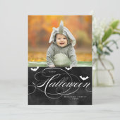 Spooky Bat Halloween Foto Cards Karte (Stehend Vorderseite)