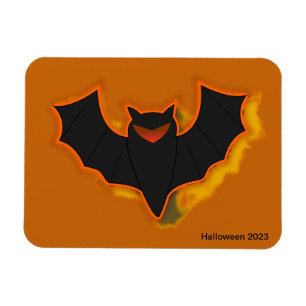 Spooky Bat Halloween Foto Magnet Orange Theme