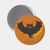 Spooky Bat Halloween Magnet | Orange Theme (Vorderseite/Rückseite)