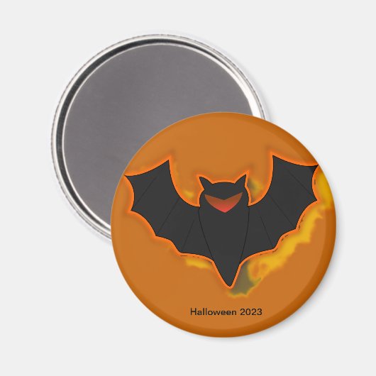 Spooky Bat Halloween Magnet | Orange Theme (Vorderseite/Rückseite)