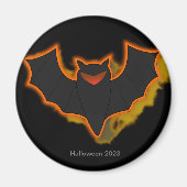 Spooky Bat Halloween Magnet | Schwarzes Thema (Vorne)