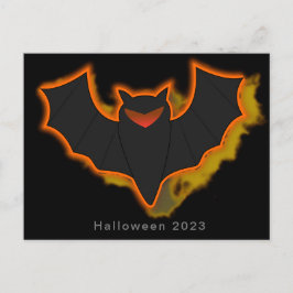 Spooky Bat Halloween Postcard - Black Theme Feiertagspostkarte
