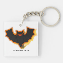 Spooky Bat Halloween Schlüsselanhänger | Weißes Th