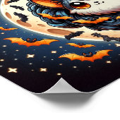 Spooky Bat Moon: Niedliche Halloween-Kunst Poster (Ecke)