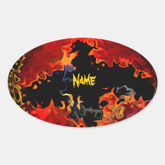 Spooky Bat on Fire Ovaler Aufkleber (Vorderseite)