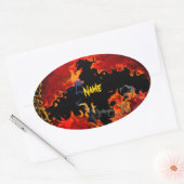 Spooky Bat on Fire Ovaler Aufkleber (Umschlag)