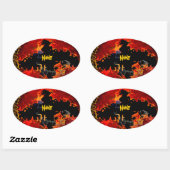 Spooky Bat on Fire Ovaler Aufkleber (Blatt)