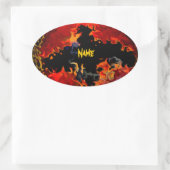 Spooky Bat on Fire Ovaler Aufkleber (Tasche)