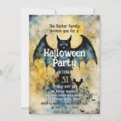 Spooky Bat Silhouette Twilight Halloween-Party Einladung (Vorderseite)