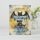 Spooky Bat Silhouette Twilight Halloween-Party Einladung (Stehend Vorderseite)