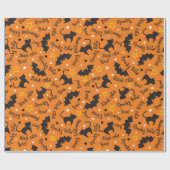 Spooky Bats Black Cats Wrapping Paper Geschenkpapier (Flach)