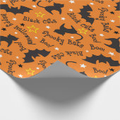 Spooky Bats Black Cats Wrapping Paper Geschenkpapier (Ecke)