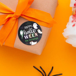 Spooky Bats & Ghosts Happy Halloween Runder Aufkleber