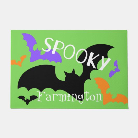 Spooky Bats Green Fußmatte (Vorderseite)