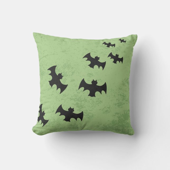 Spooky Bats Green Halloween Kissen (Vorderseite)