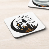 Spooky Bats & Hexen glückliches Halloween Custom Getränkeuntersetzer (Linke Seite)