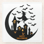 Spooky Bats & Hexen glückliches Halloween Custom Glasuntersetzer (Vorderseite)