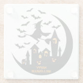 Spooky Bats & Hexen glückliches Halloween Custom Glasuntersetzer (Rückseite)