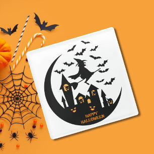 Spooky Bats & Hexen glückliches Halloween Custom Glasuntersetzer
