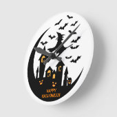 Spooky Bats & Hexen glückliches Halloween Custom Runde Wanduhr (Winkel)