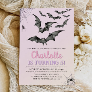 Spooky Bats Pastel Halloween Geburtstagsparty Einladung