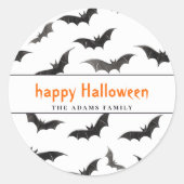 Spooky Bats Personalisiert Happy Halloween Runder Aufkleber (Vorderseite)