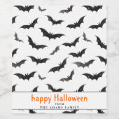 Spooky Bats Personalisiert Happy Halloween Weinetikett (Einzelnes Label)