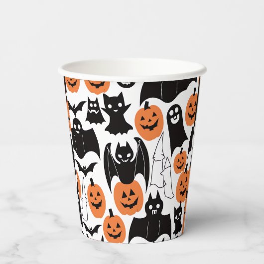 Spooky Bats Pumpkins Cups - Halloween-Party! Pappbecher (Rückseite)