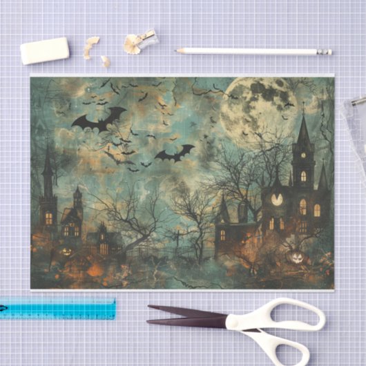 Spooky Bats Spuk Herrenhäuser Halloween Dekoupage Seidenpapier (Handwerk)