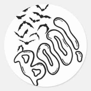 Spooky Bats und Boo Halloween Design Runder Aufkleber