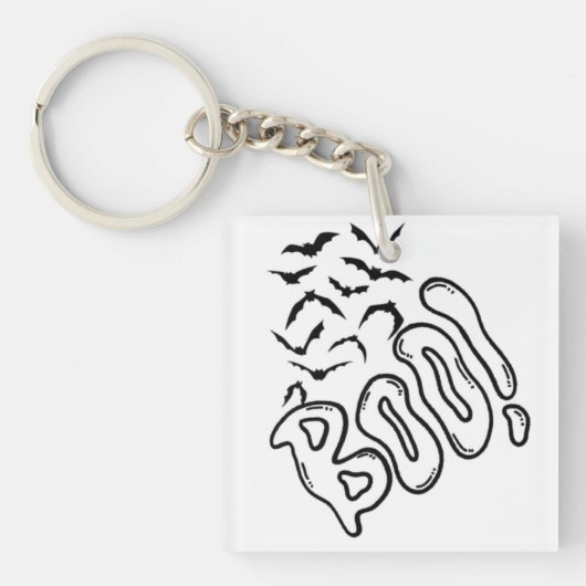 Spooky Bats und Boo Halloween Design Schlüsselanhänger (Vorderseite)