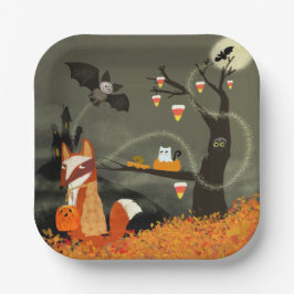 Spooky Bats und Fox Halloween Papierplatte Pappteller